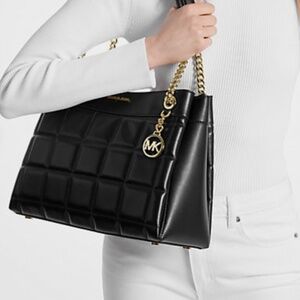 MICHAEL KORS NWT Susan Black Noir Leather Bag